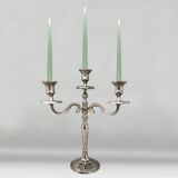 1950s Stunning Candelabra for Three Candles in Stainless Steel. Handmade. Made in Italy