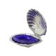 Shell Butter Bowl Caviar Holder Chrome Blue Glass Vintage