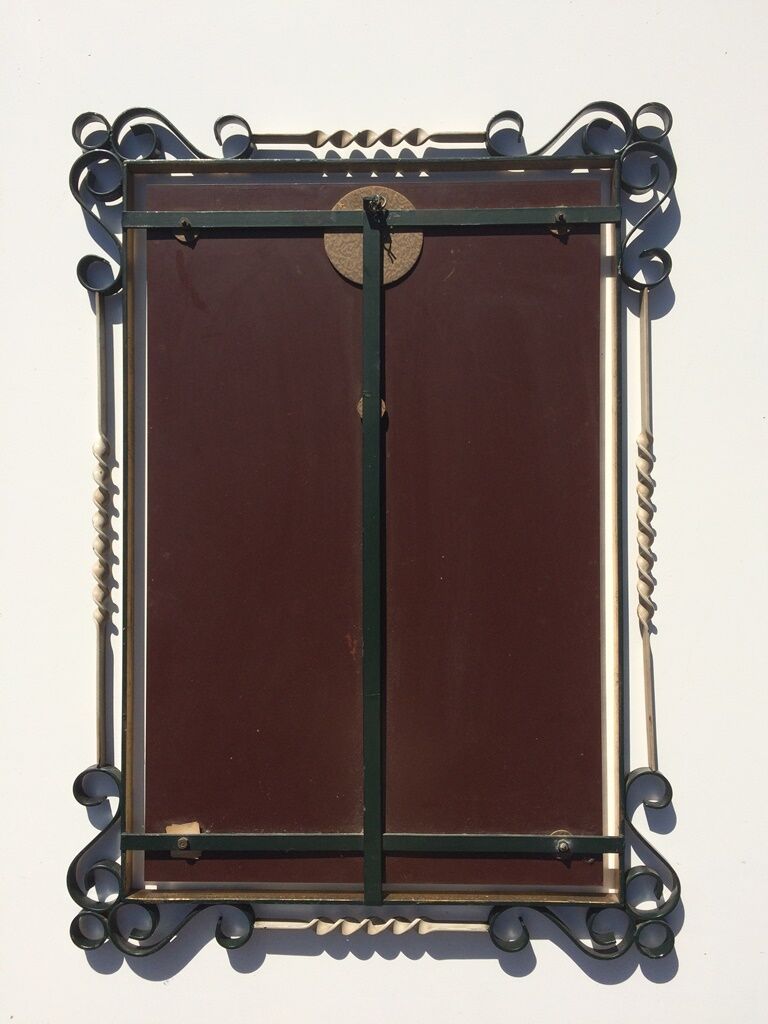 Miroir fer forgé " Hollywood Regency " 52 x 73 vintage 50s