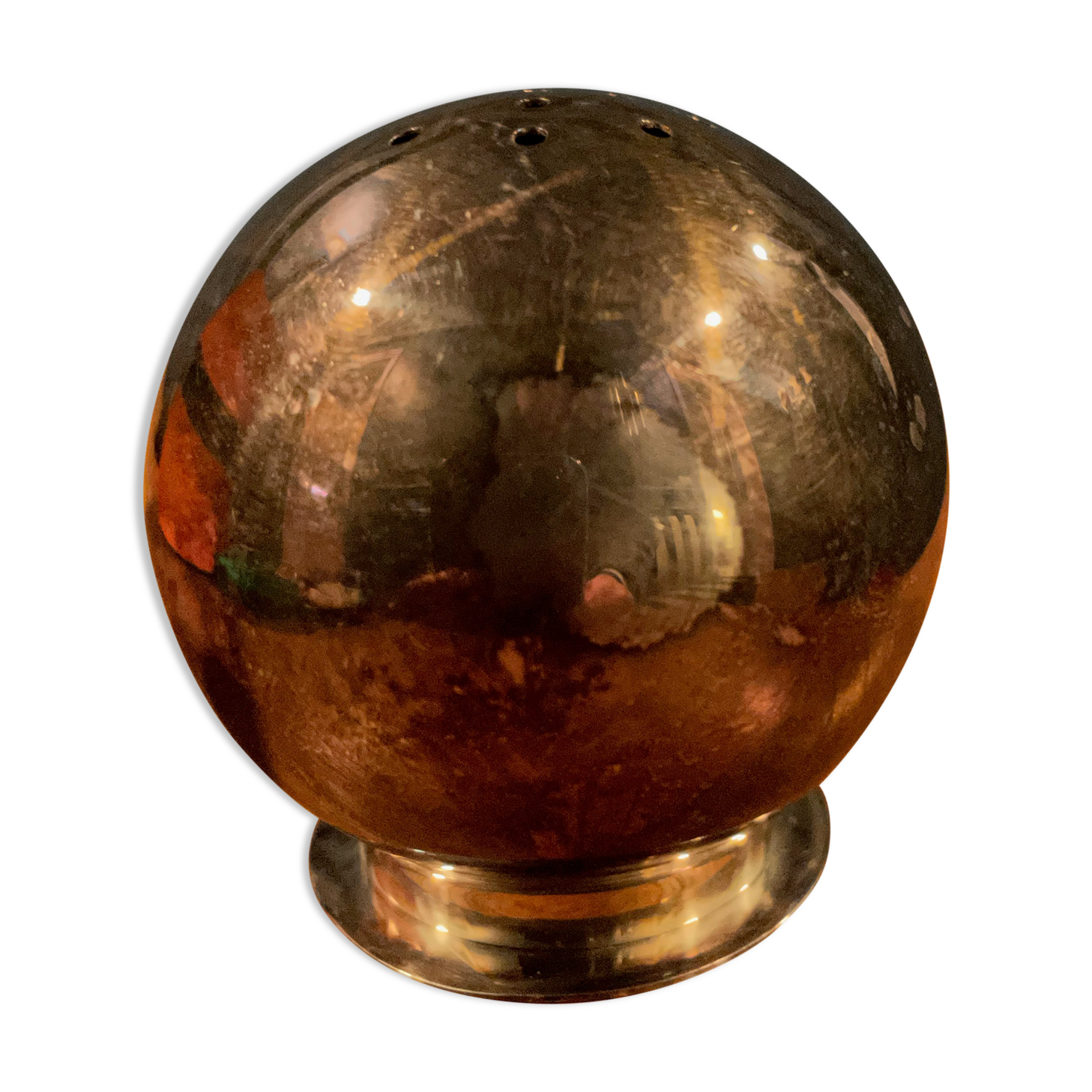 Poudrier ou salière boule Ercuis metal argenté