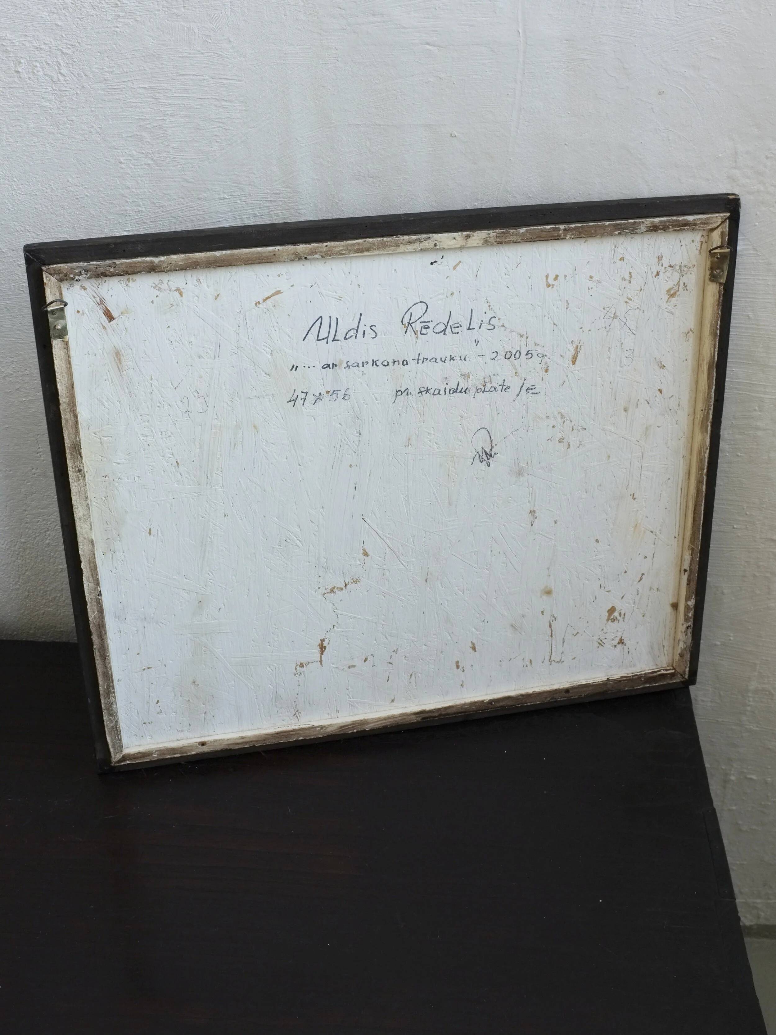 Uldis Rēdelis still life painting "With red vessel" | Latvia | 2005