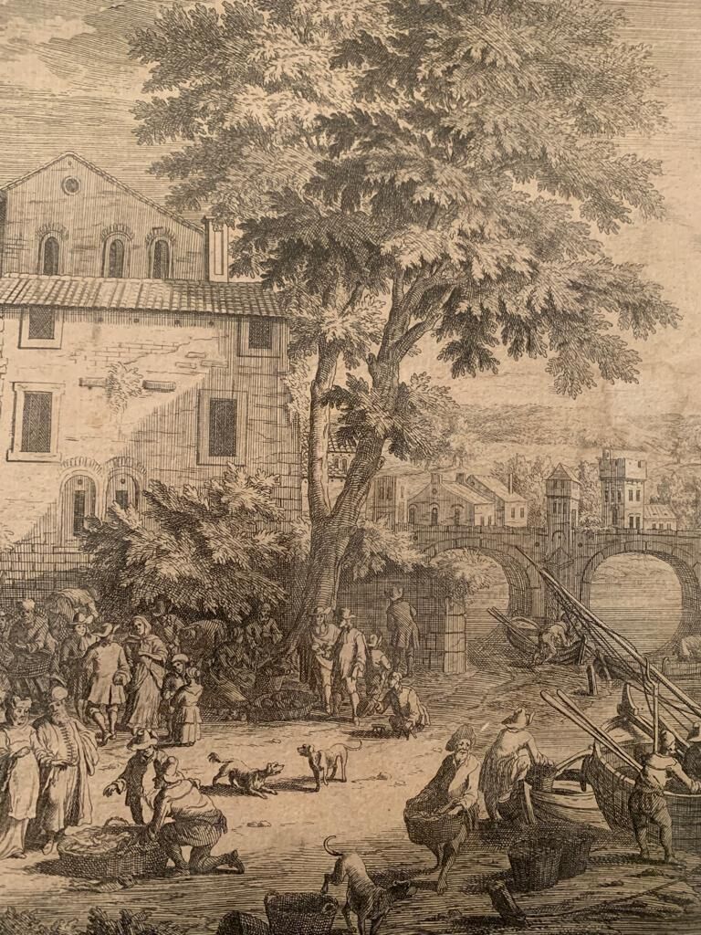 A. F. Bargas, Marché de campagne, gravure, vers XVIIème siècle