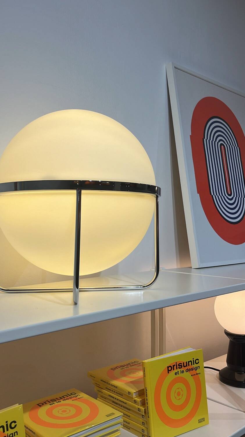 Garrault Delord Prisunic Monoprix design lamp limited edition 210 copies signed vintage Space Age opaline