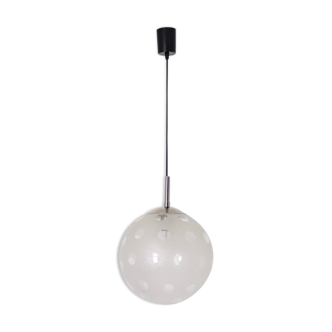 Suspension globe en verre grenelé