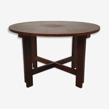 Table d’appoint en chêne moderniste hollandais, années 1930