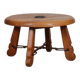 Round coffee table in solid oak and wrought iron, 1950.