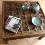 Colonial-style wooden square coffee table