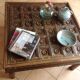Colonial-style wooden square coffee table