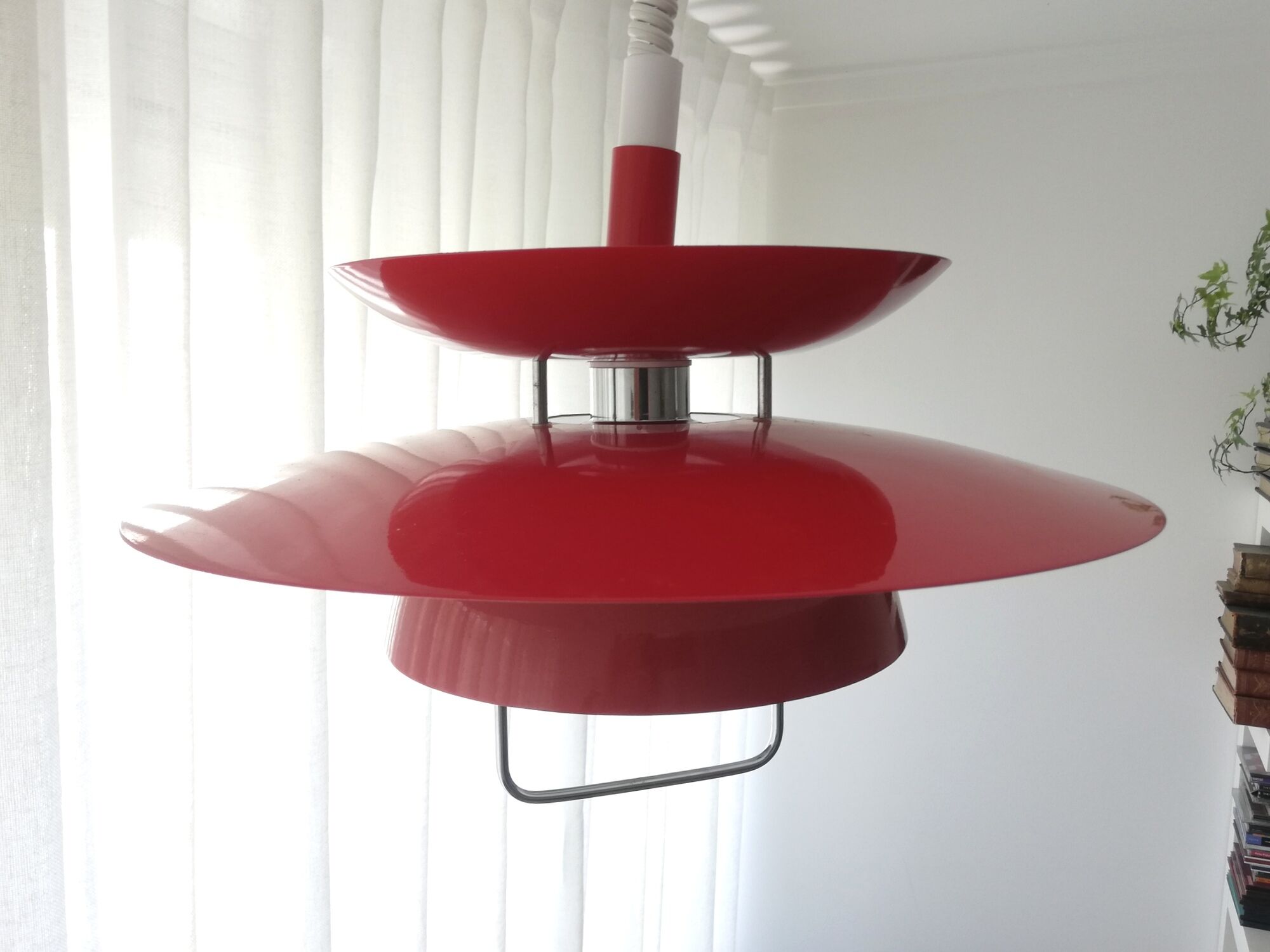 Red pull-down Scandinavian design ceiling lamp Berga by Markslöjd Sweden