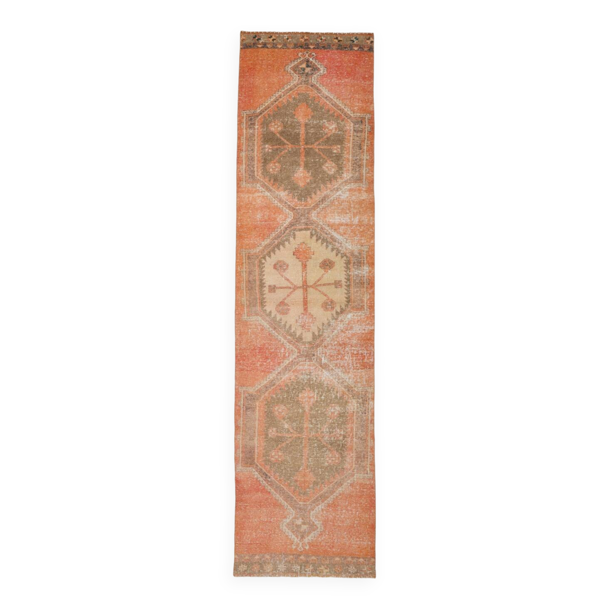 3x12 Pumpink Orange Classic Vintage Runner Rug, 90x353Cm SK 20811