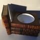 Stacked book ice bucket made of wood and leather