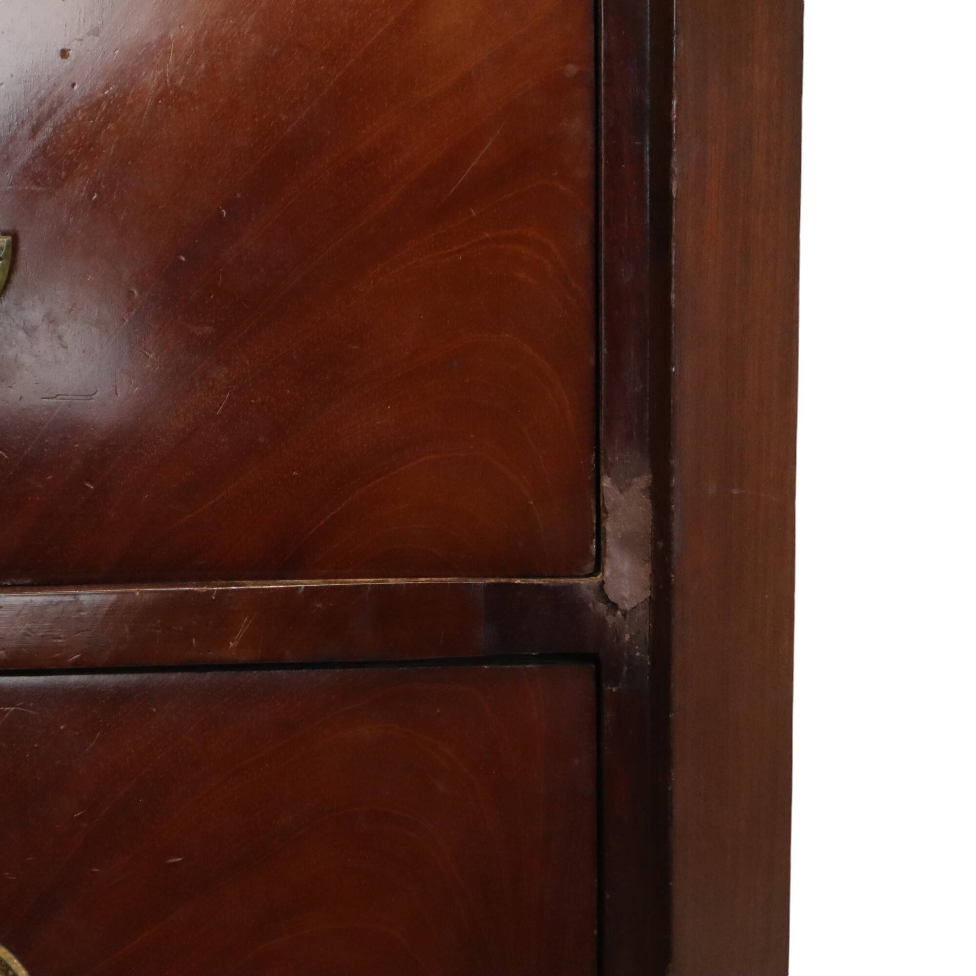 Commode Chiffonnière Ancienne en Acajou Flammé sur Chêne XIXe Siècle