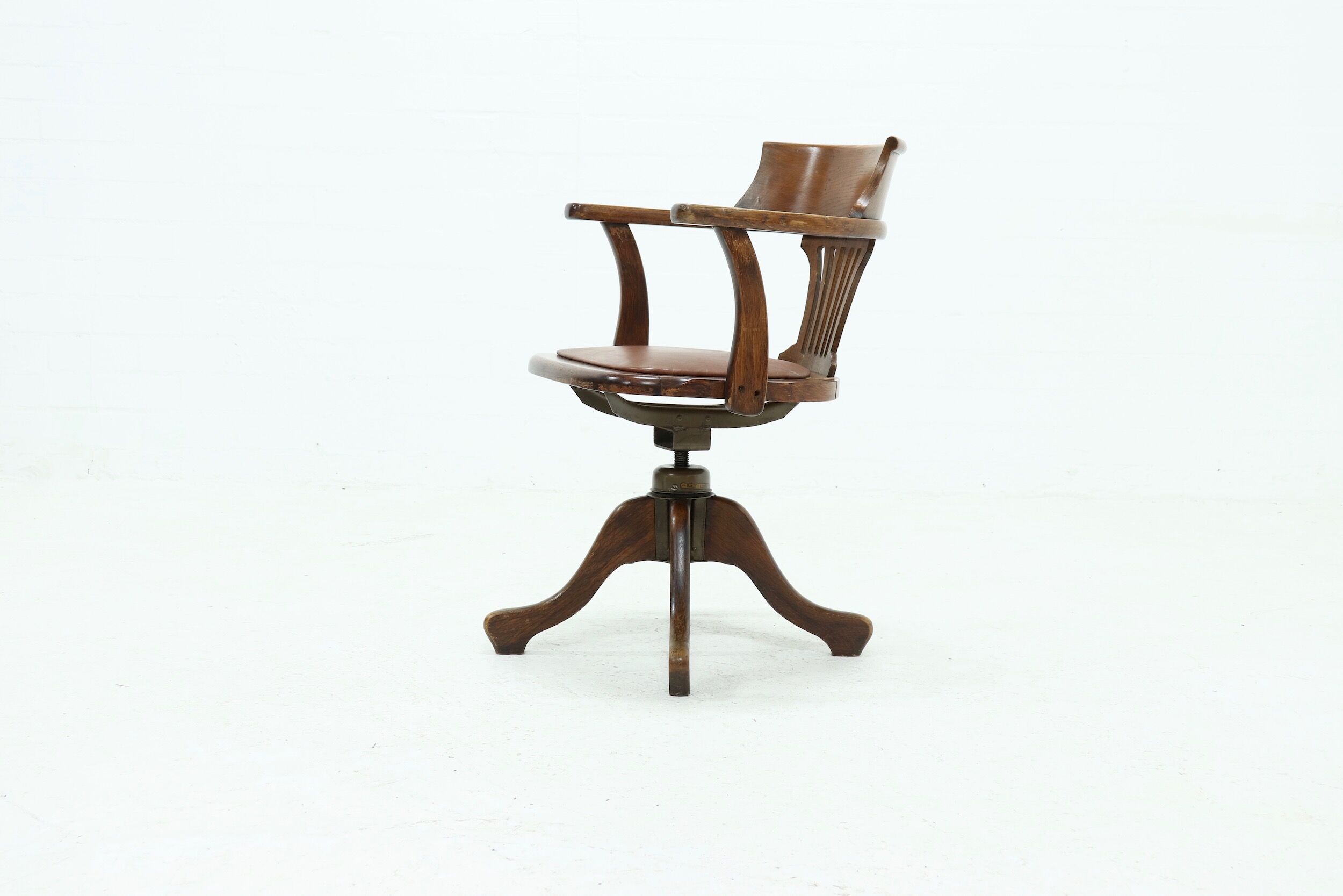 English antique hillcrest swivel desk chair 1920s