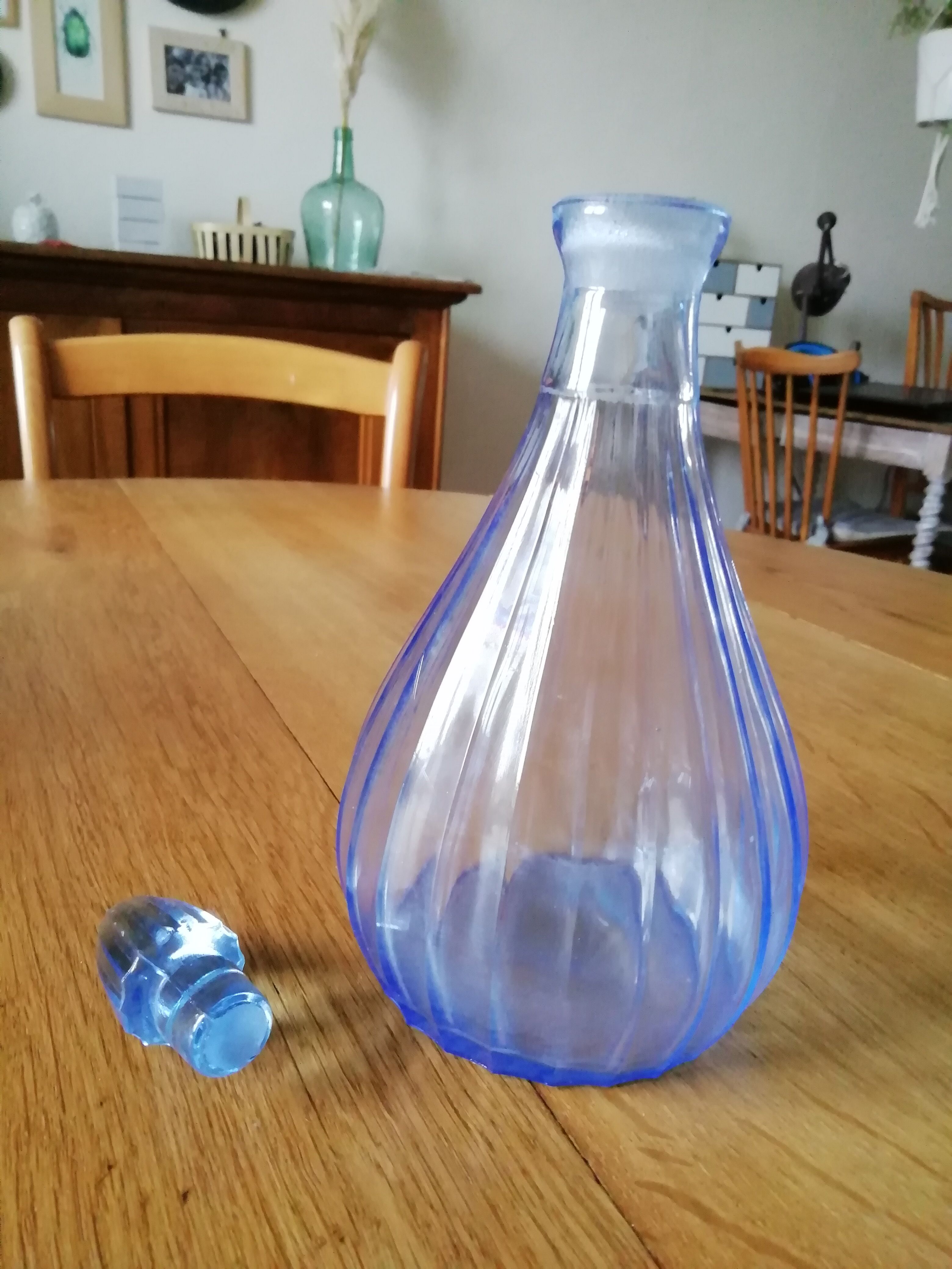 Sky blue liquor carafe