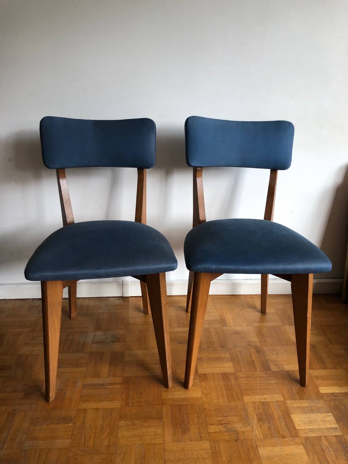 Pair of vintage blue chairs 1950