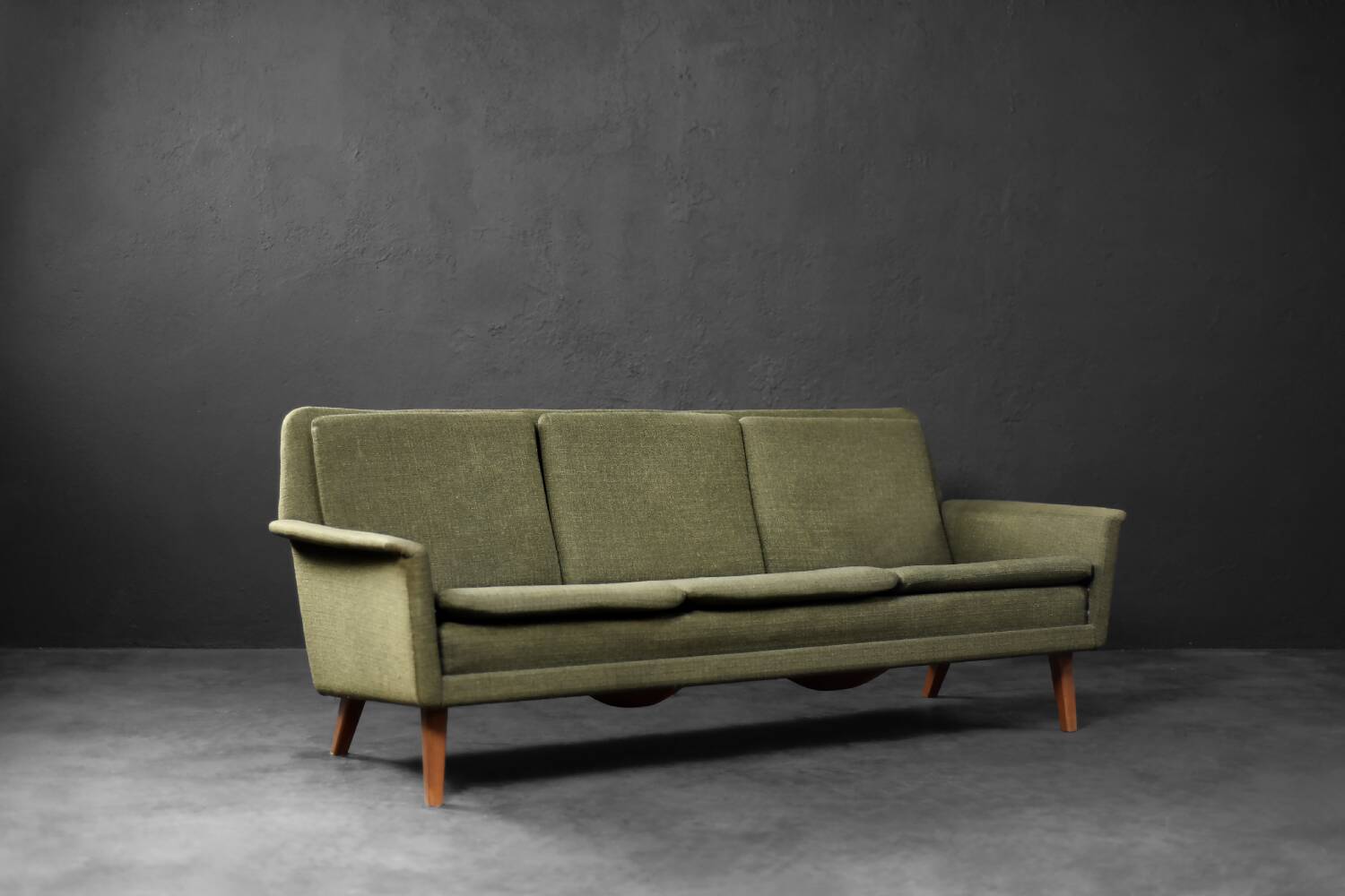 Vintage Danish Mid-Century Modern Green 3-Seater Sofa by Folke Ohlsson