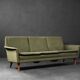 Vintage Danish Mid-Century Modern Green 3-Seater Sofa by Folke Ohlsson