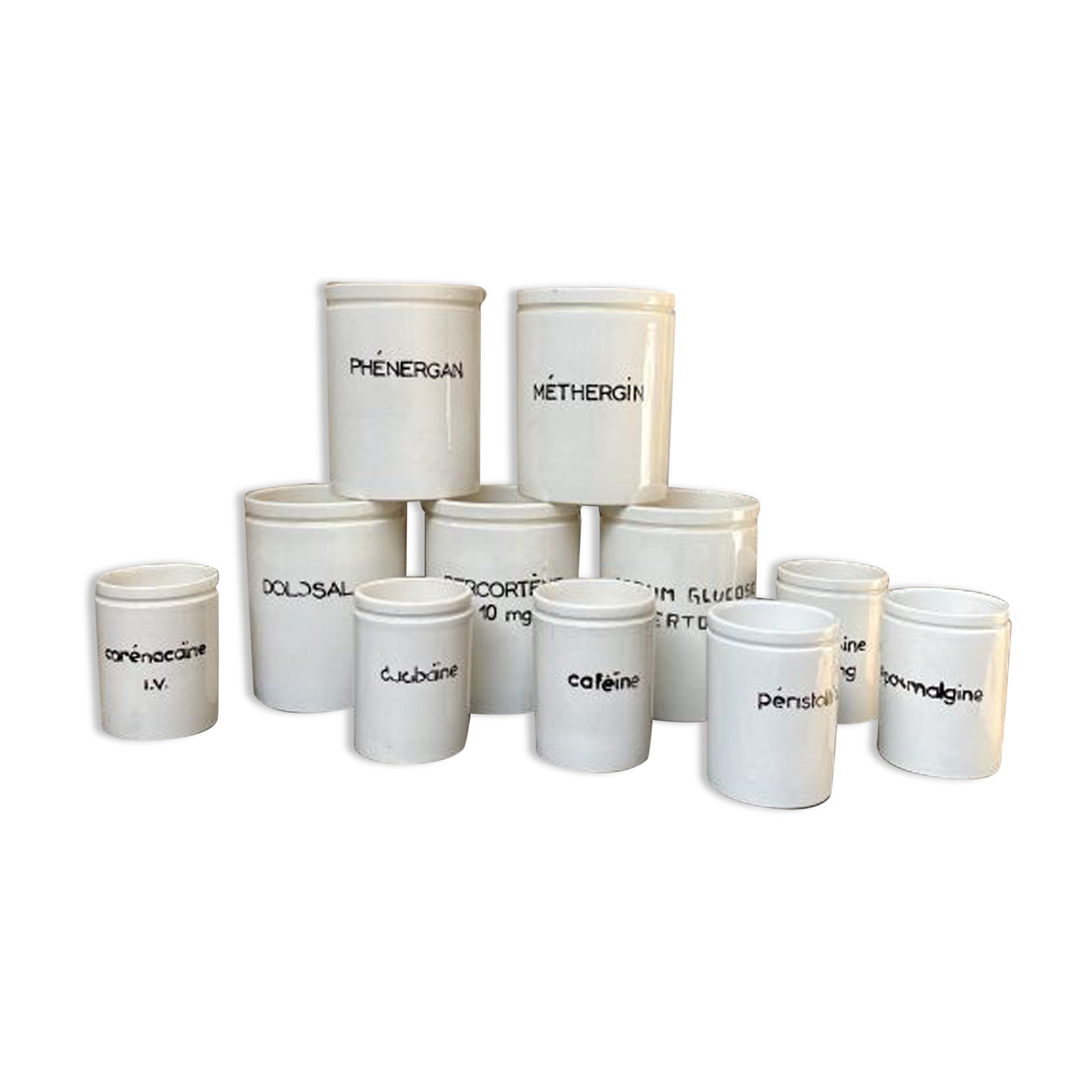 Set of 11 pharmacy jars