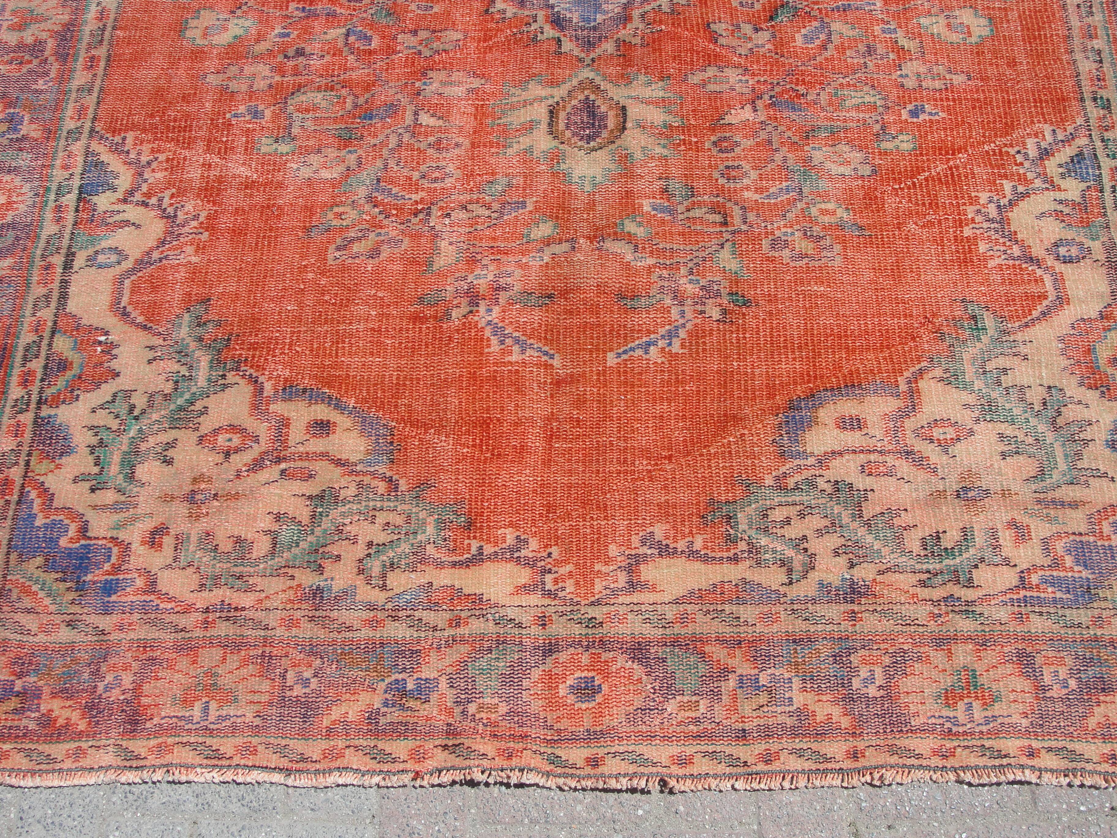 Turkish oushak large handmade red rug 194cm x 286cm living room rugs