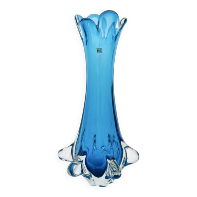 Vase XXL Murano Fratelli Toso Sommerso bleu, étiqueté, années 70
