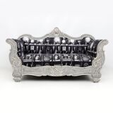 Charles X Style Italian Sofa with Fornasetti Linen Fabric