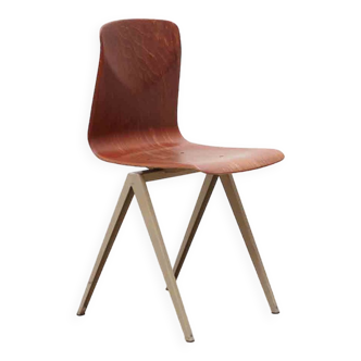 Vintage chair Galvanitas S19 straight mahogany and beige