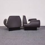 Italian Art Deco Leather and Fabric Club chairs-Armchairs, 1950s, Set of 2
