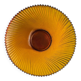 Coupe à fruits vintage en verre ambré ondulé, années 1970