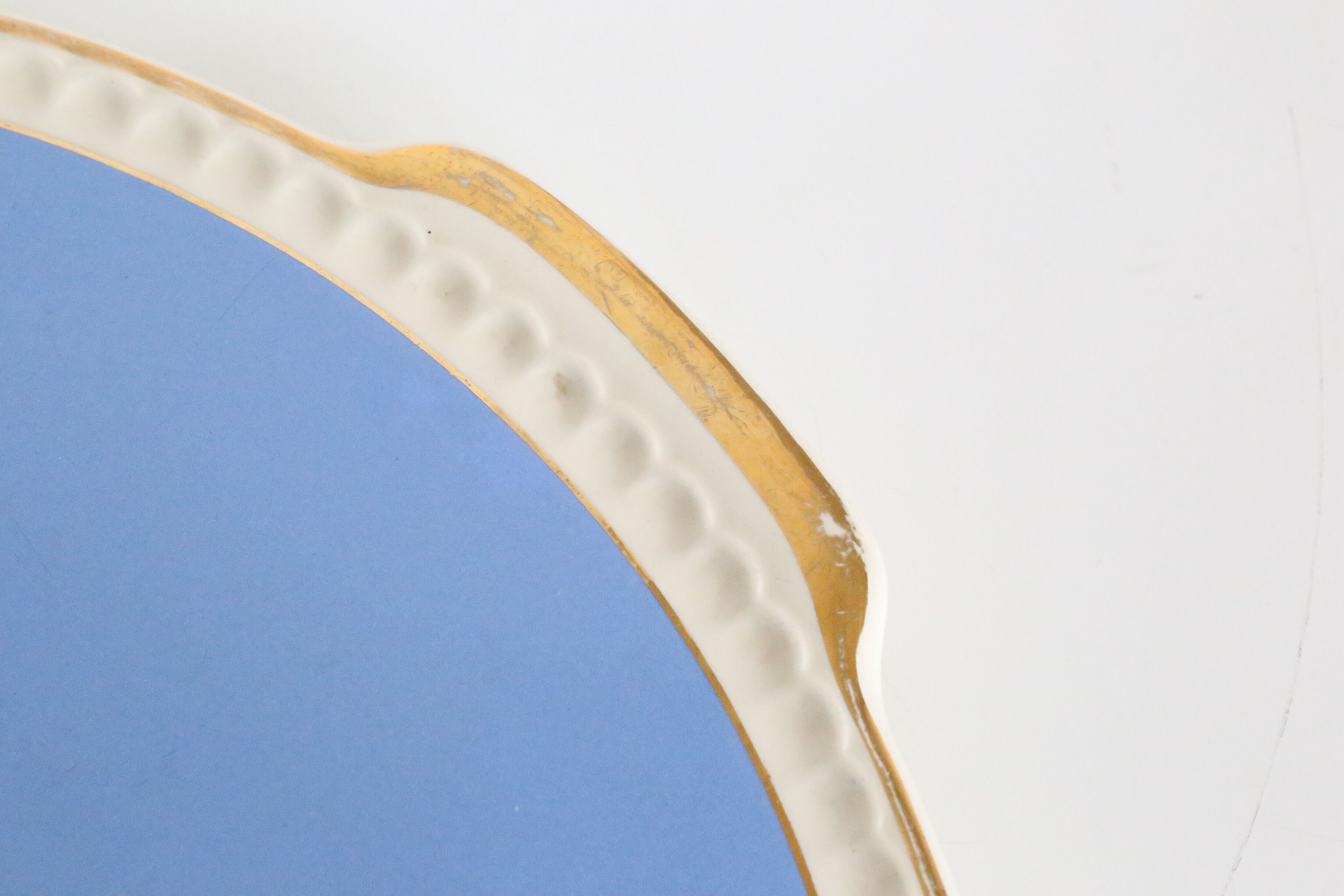 Blue ceramic dish and golden edges, Villeroy and Boch, vintage