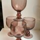 Set of 4 glasses with bubbled glass stems from biot violets 70s