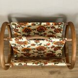 Ancien porte-revue rotin relooké fleuri vintage