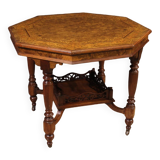 Table octogonale en bois marqueté du XXe siècle