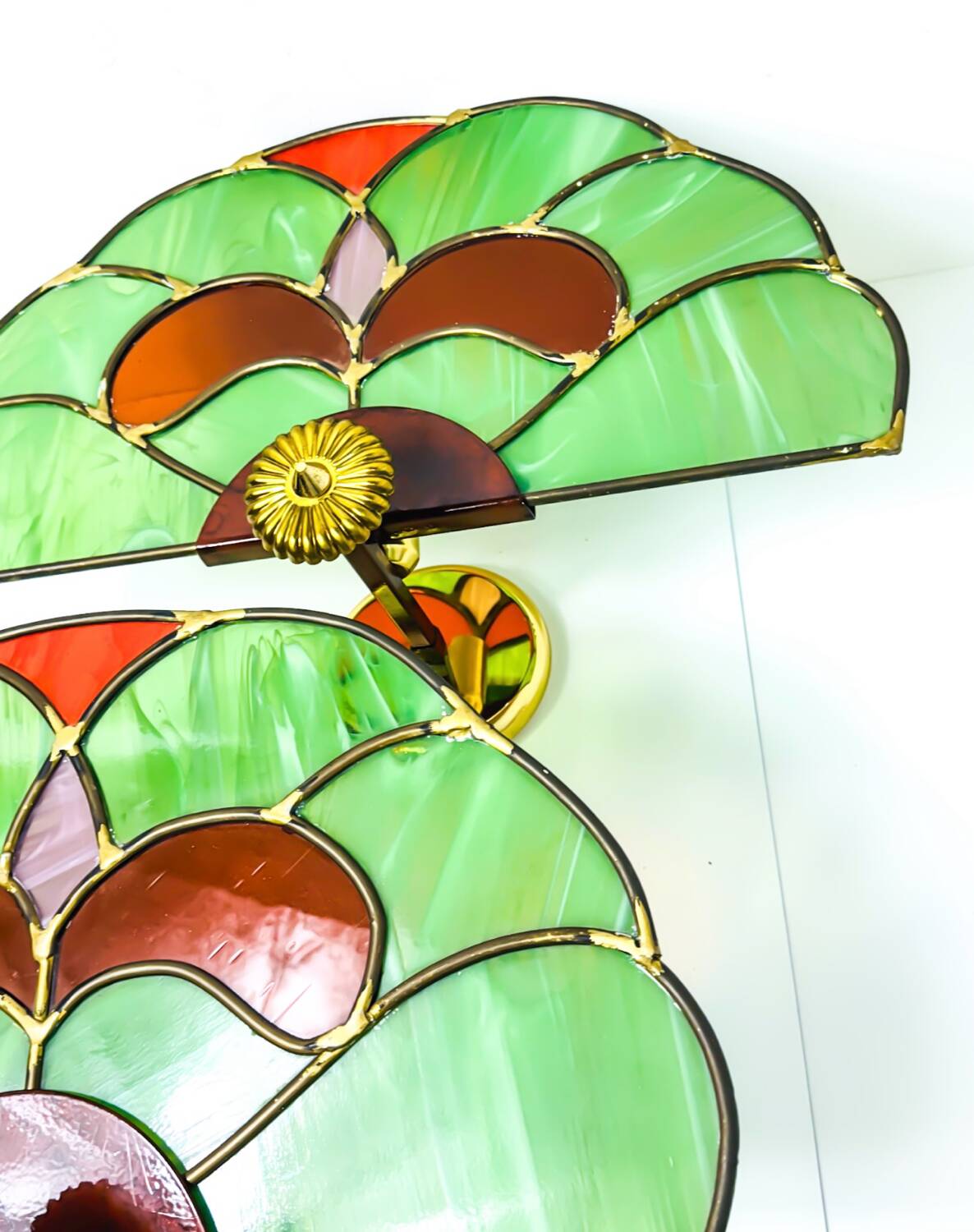 Pair of stained glass wall sconces