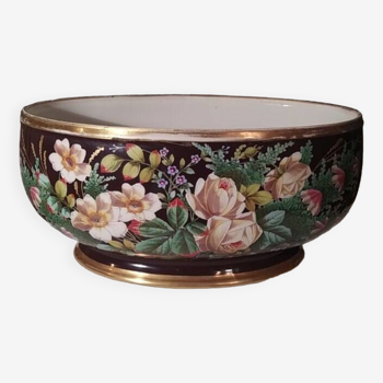 19th century limoges flowered porcelain planter