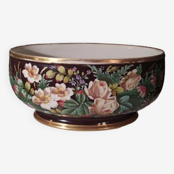 Jardinière en porcelaine fleurie xixème limoges