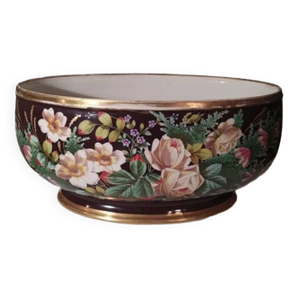 19th century limoges flowered porcelain planter