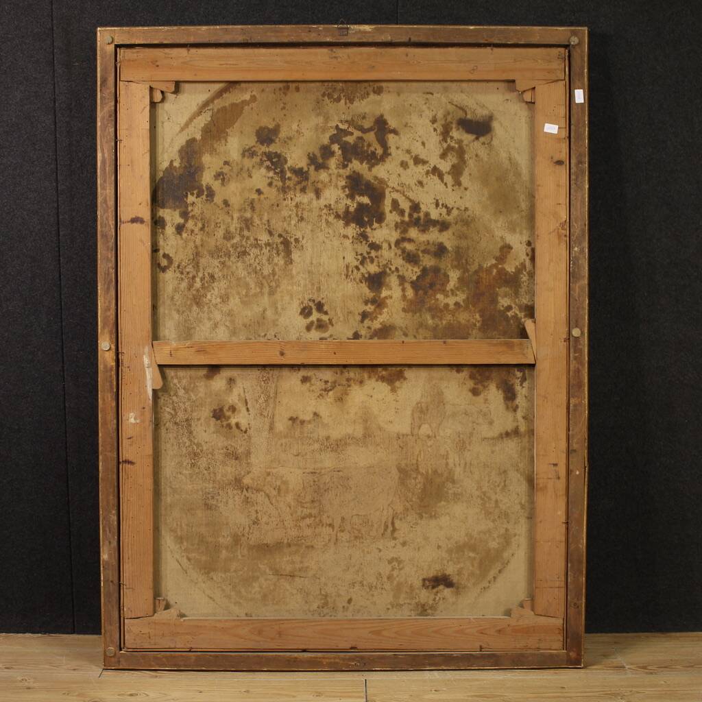 Antique Italian landscape painting signed and dated 1881