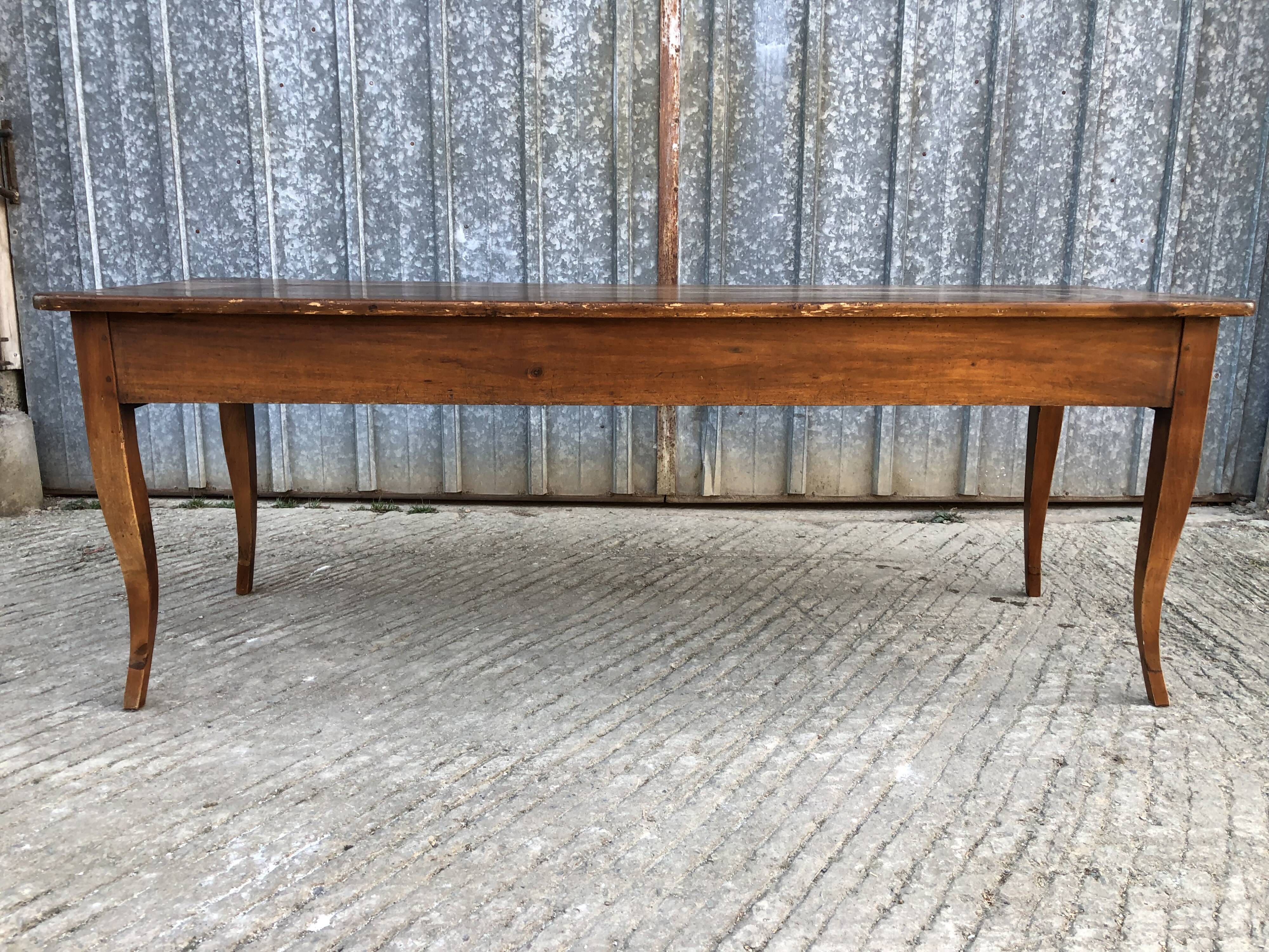 Table de ferme ancienne de style Louis XV avec 2 tiroirs