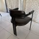 Set of 2 black leather and metal armchairs