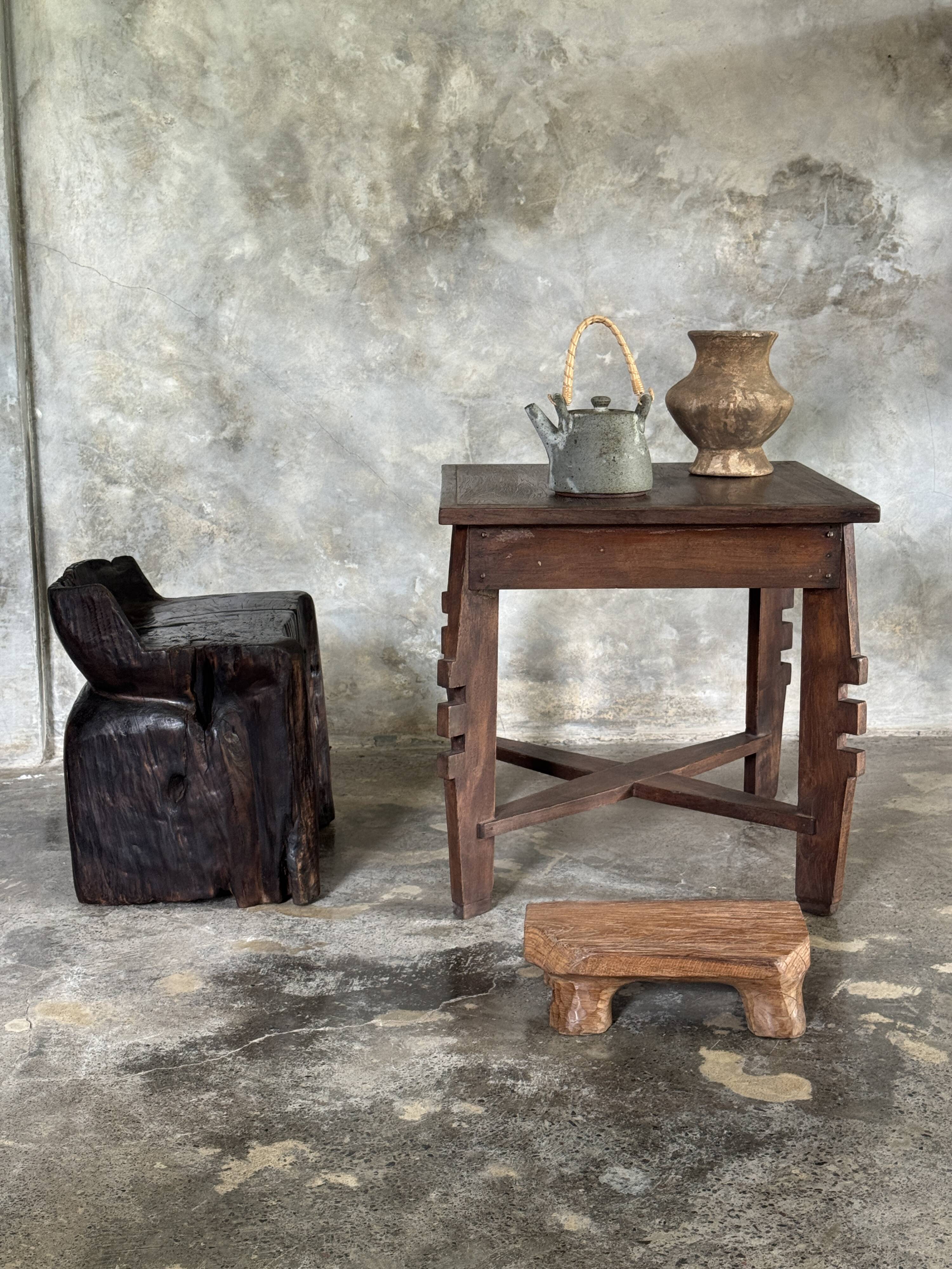 Coffee table, small vintage Indonesian modernist table in teak.