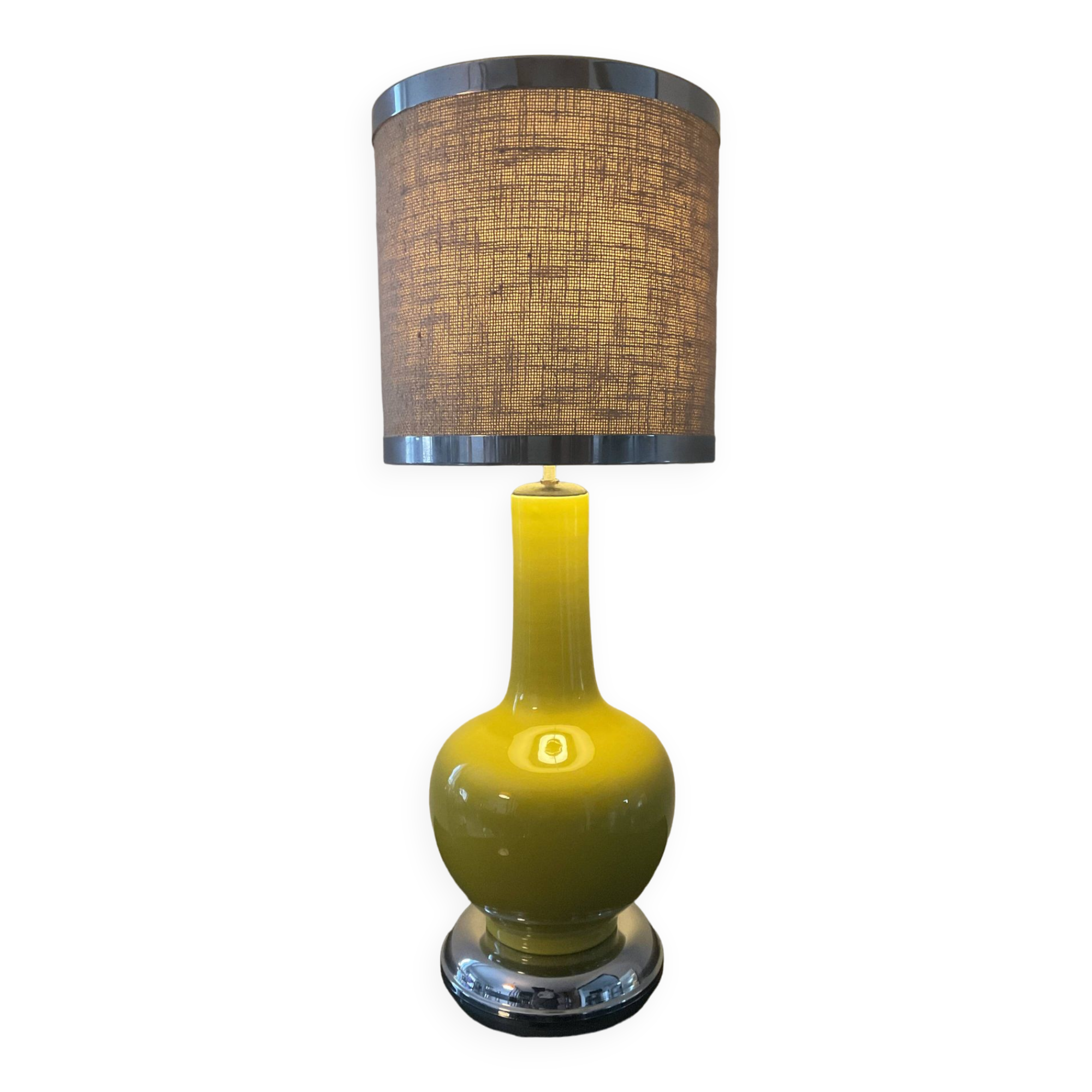 Vintage ceramic and chrome metal lamp from the 60s and 70s