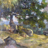 HST painting "Landscape of undergrowth" signed Léon PELLENC (1819-1894)