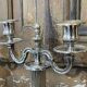 Pair of 2-branched candlesticks in silver metal