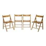 Set of 4 folding steamer chairs in oak from around 1940.
