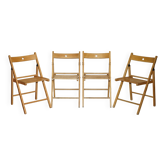 Set of 4 folding steamer chairs in oak from around 1940.