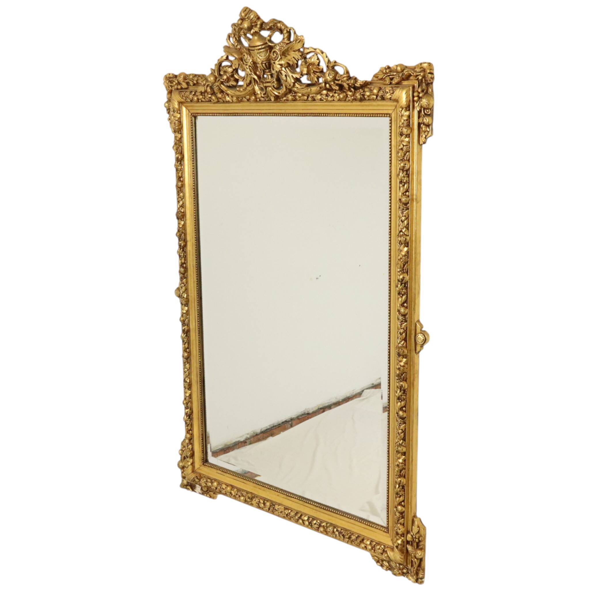 Miroir biseauté doré français antique XL