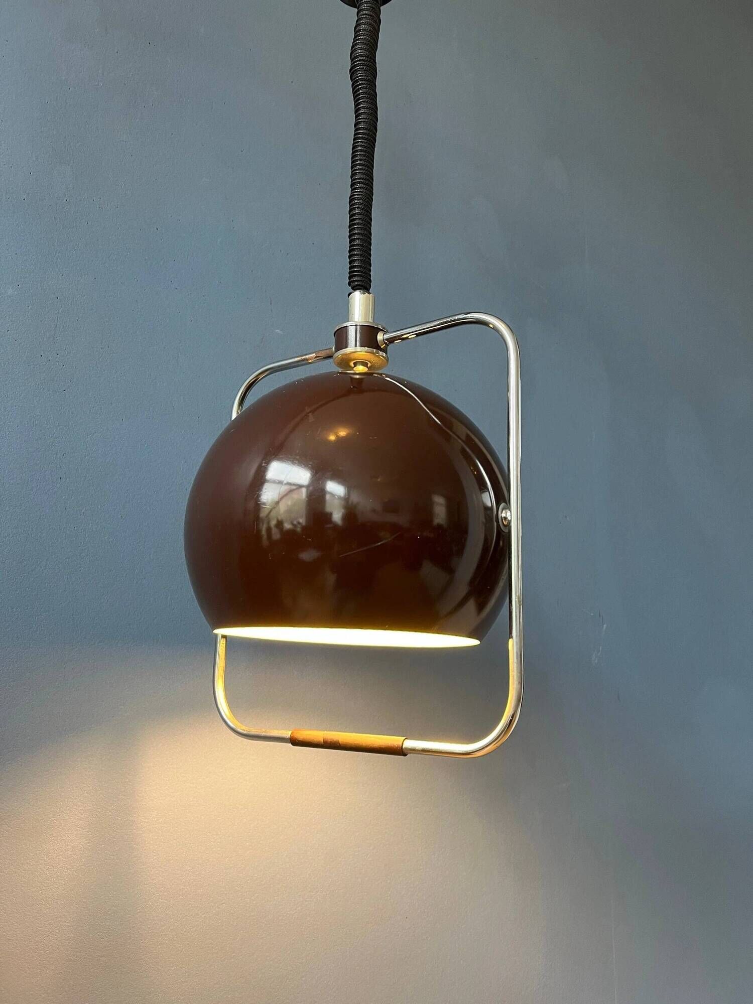 Vintage brown GEPO suspension | Space Age light fixture | Mid-Century Modern ceiling light