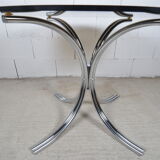 Glass round table chrome feet