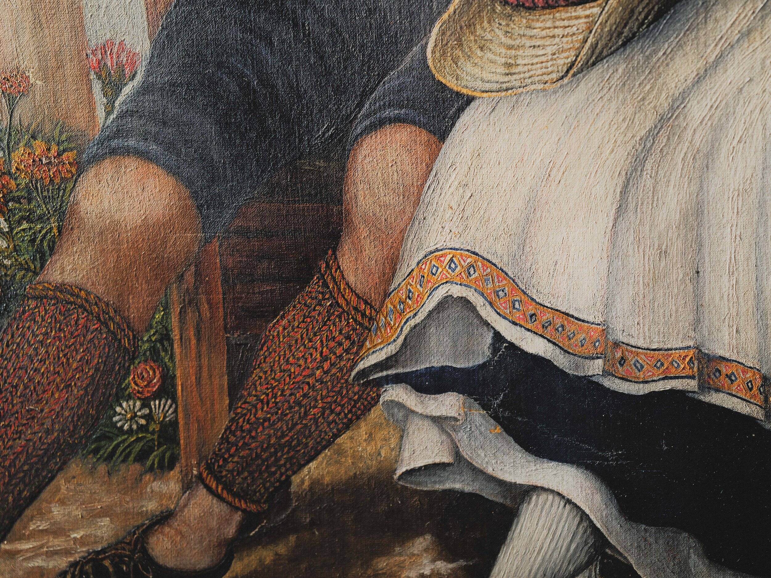 Painting, Bavarian couple, Oil on canvas, 1880