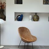Paire de fauteuils corbeilles en rotin